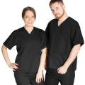 Bluza w serek gastronomiczna z krótkim rękawem w kolorze czarnym - 3494-060-4010