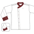 Bluza kucharska 3634 kontrast bordowy - widok z przodu