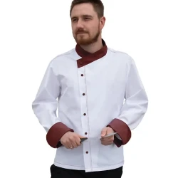Bluza kucharska 3634 kontrast bordowy