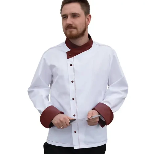 Bluza kucharska 3634 kontrast bordowy