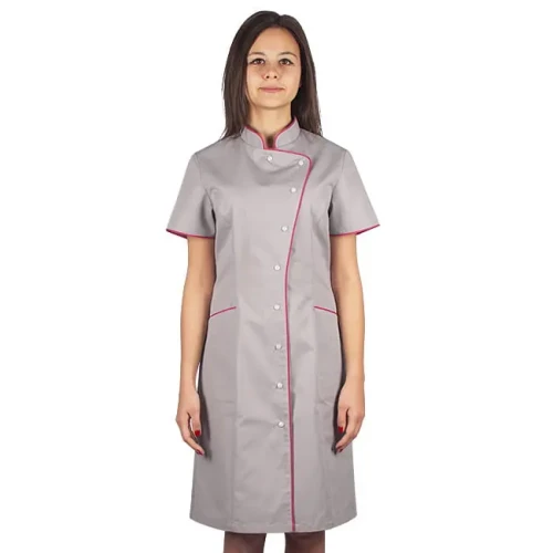 Sukienka medyczna popielata z krótkim rękawem