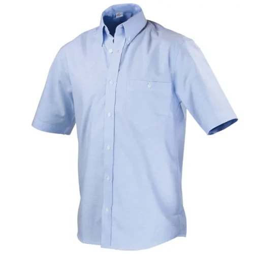 Koszula męska z krótkim rękawem - kolor błękitny - widok z przodu