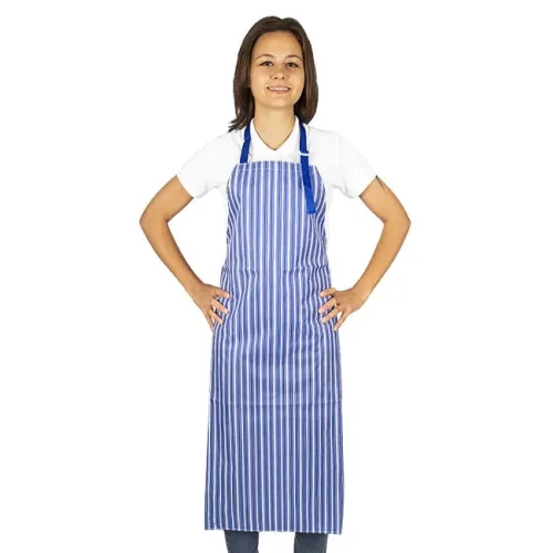 Fartuch wodoochronny w niebiesko białe paski