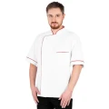 Bluza kucharska z krótkim rękawem biała czerwone lamówki