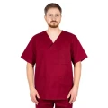 Bordowa bluza medyczna z krótkim rękawem