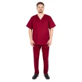 Bordowa bluza medyczna z krótkim rękawem + spodnie