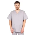 Popielata bluza medyczna z krótkim rękawem