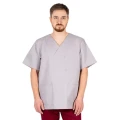 Popielata bluza medyczna z krótkim rękawem