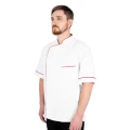 Bluza kucharska z krótkim rękawem biała czerwone lamówki