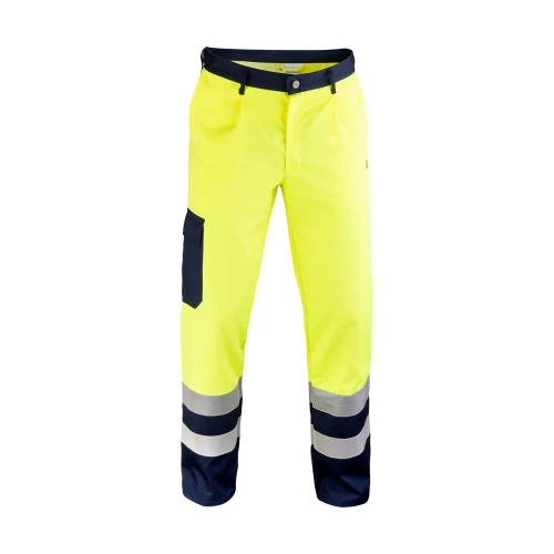 Ostrzegawcze Spodnie Robocze do pasa Hi-Vis EN ISO 20471 - kolor żółty - widok z przodu