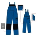 Spodnie robocze ogrodniczki WORK - kolor niebieski - schemat