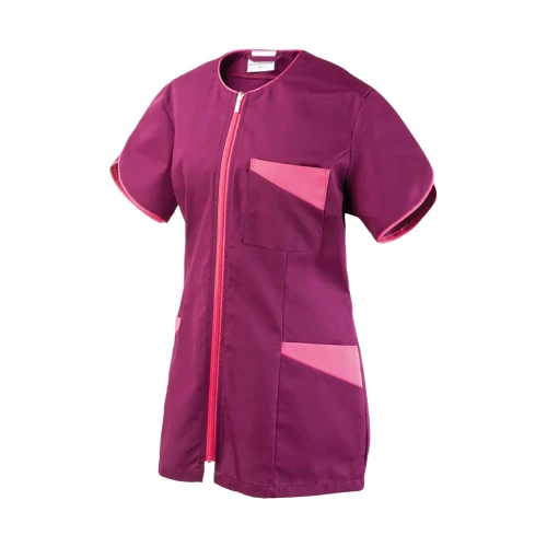 Bluza damska fioletowa z krótkim rękawem na zamek - widok z boku