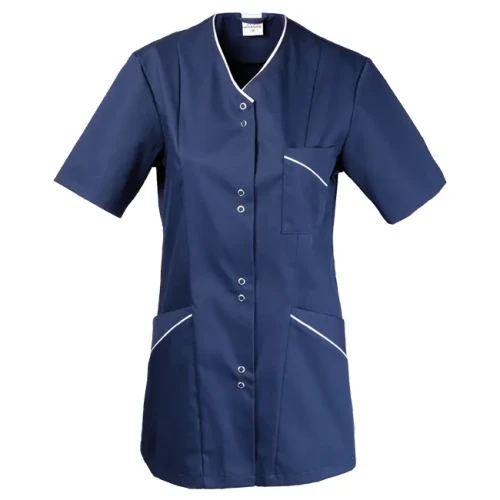 Bluza medyczna damska granatowaz krótkim rękawem ELIDA - widok z przodu
