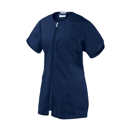 Bluza damska granatowa z krótkim rękawem na zamek