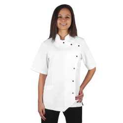 Bluza uniwersalna damska biała krótki rękaw (KB Textil)