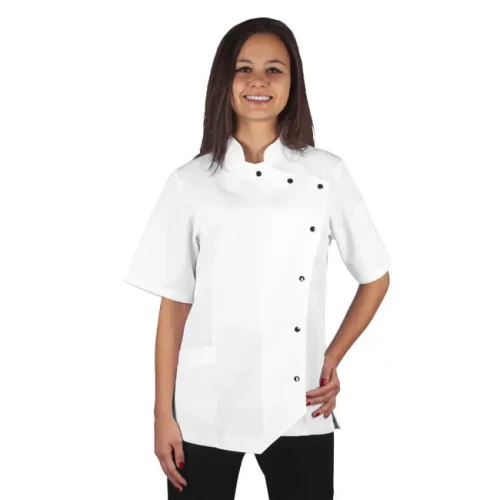 Bluza uniwersalna damska biała krótki rękaw