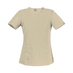Scrubs bluza medyczna damska z krótkim rękawem - kolor beżowy
