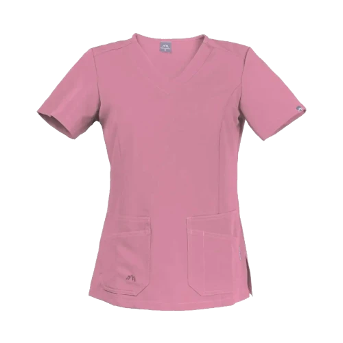 Scrubs bluza medyczna damska z krótkim rękawem - kolor ciemny róż