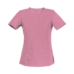 Scrubs bluza medyczna damska z krótkim rękawem - kolor ciemny róż