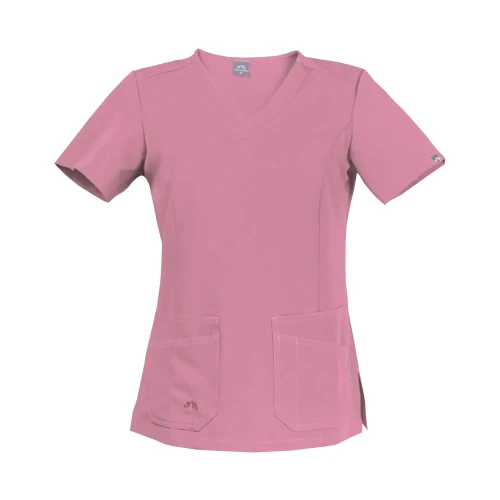Scrubs bluza medyczna damska z krótkim rękawem - kolor ciemny róż