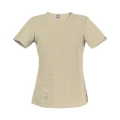 Scrubs bluza medyczna damska z krótkim rękawem - kolor beżowy