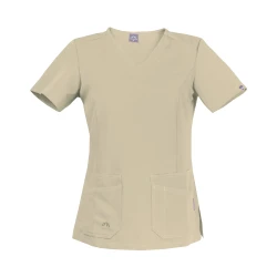Scrubs bluza medyczna damska z krótkim rękawem - kolor beżowy