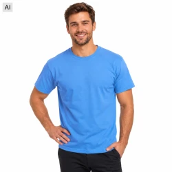 Koszulka T-shirt bawełniana - kolor błękitny