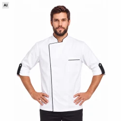 Bluza kucharska 3771 biało-czarna