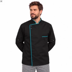Bluza kucharska 3771 czarno-turkusowa