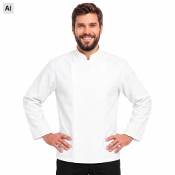 Bluza kucharska z długim rękawem biała