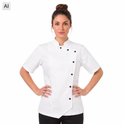 Bluza uniwersalna damska biała krótki rękaw (KB Textil)