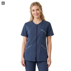 Scrubs bluza uniwersalna damska niebieski como z krótkim rękawem na zamek - jasne lamówki