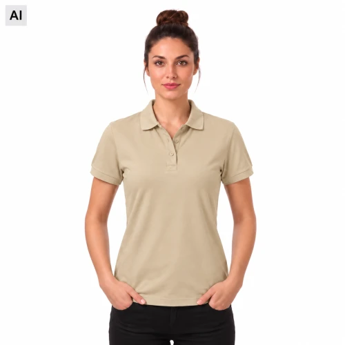Studyjne zdjęcie kobiety w beżowej koszulce polo.png