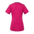 Scrubs bluza uniwersalna damska róż amarant z krótkim rękawem na zamek - granatowe lamówki