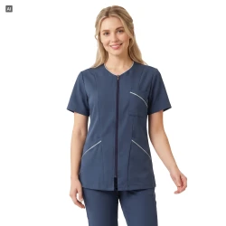 Scrubs bluza uniwersalna damska niebieski como z krótkim rękawem na zamek - jasne lamówki