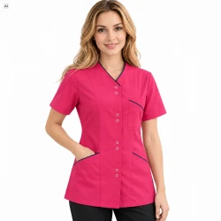Scrubs bluza różowa damska z krótkim rękawem