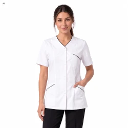 Scrubs bluza damska biała z krótkim rękawem ELIDA