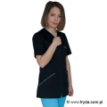 Bluza uniwersalna damska czarna z krótkim rękawem na zamek - turkusowe lamówki