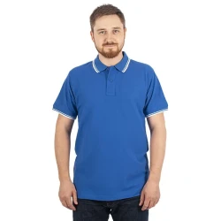 Koszulka Polo męska - kolor niebieski z kontrastem