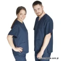 Bluza medyczna damsko-męska granatowa z krótkim rękawem - FENIKS