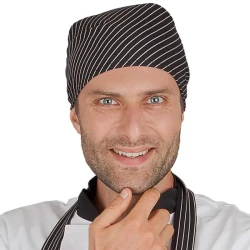 Chusta gastronomiczna wielofunkcyjna - kolor czarny w białe paski