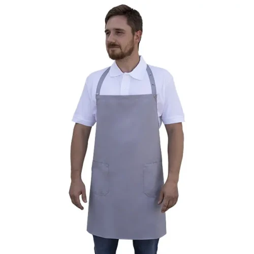 Fartuch kucharski przedni z kieszeniami - kolor popielaty