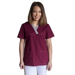 Bluza medyczna w serek damsko-męska (bordowa)