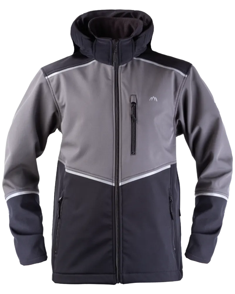 Kurtka Softshell z kapturem V-Work Flex - kolor szaro-czarny