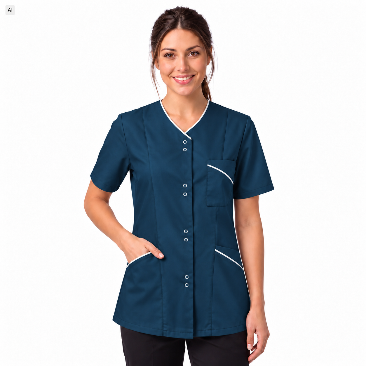 Scrubs bluza medyczna damska niebieski como z krótkim rękawem ELIDA