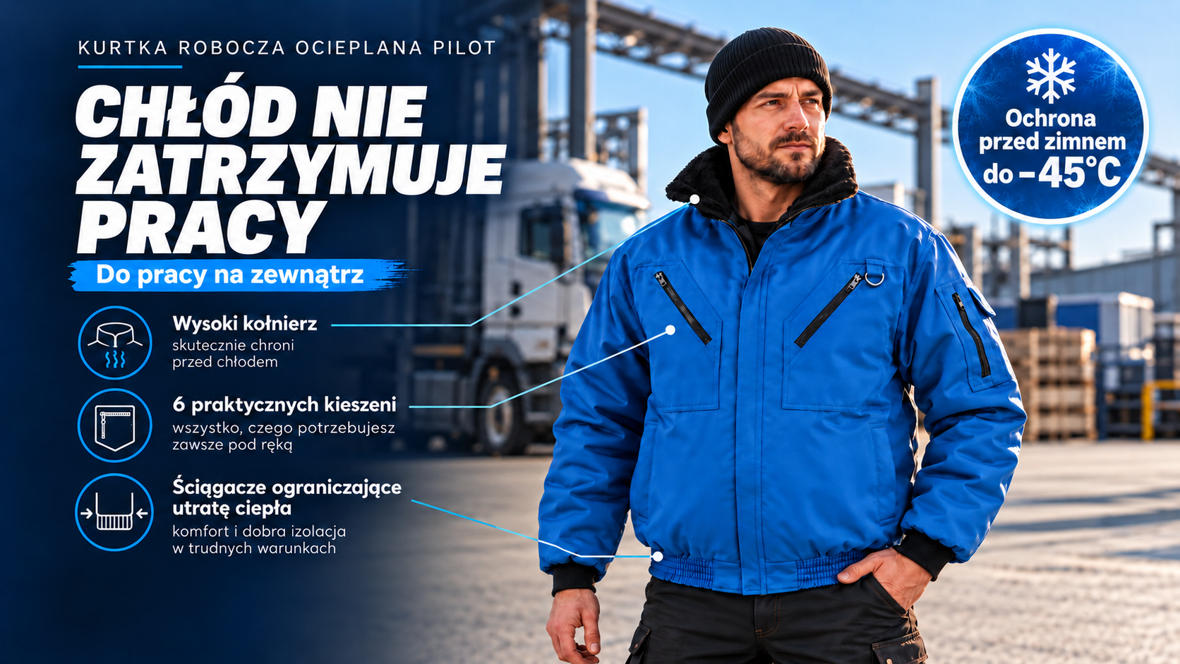 Kurtka robocza ocieplana PILOT — do pracy na zewnątrz i w chłodni